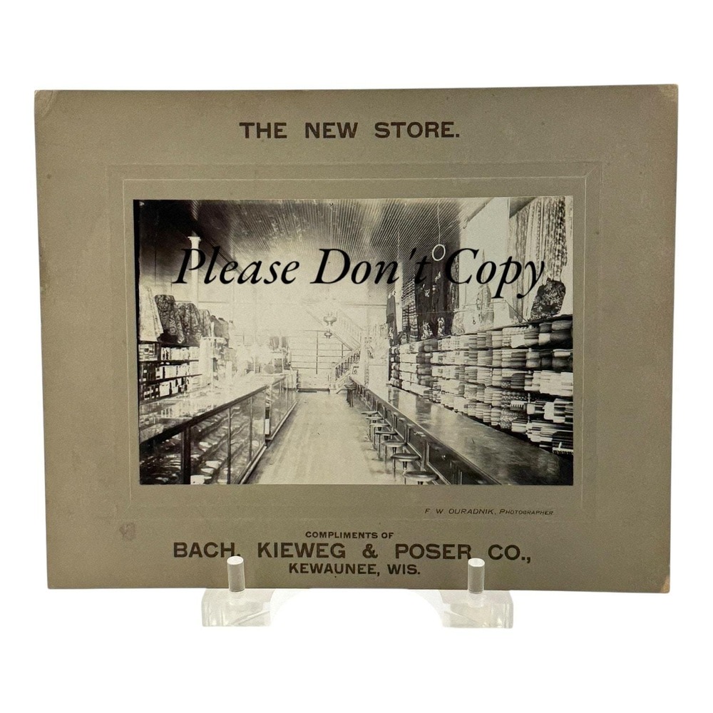Kewaunee Wisconsin 1900s Photo Bach Kieweg Poser Co Interior New Store Matted #1